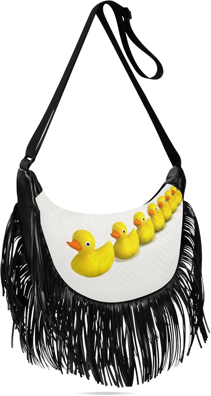 Women's PU Leather Chain Cross Body Bag, Shoulder Handbag Purse with Tassel for Ladies