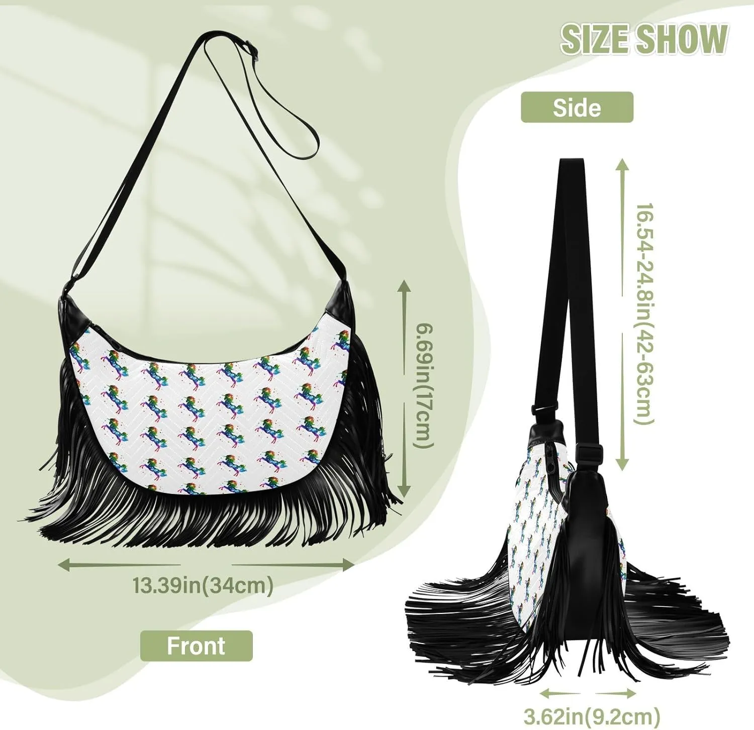 Women's PU Leather Chain Cross Body Bag, Shoulder Handbag Purse with Tassel for Ladies