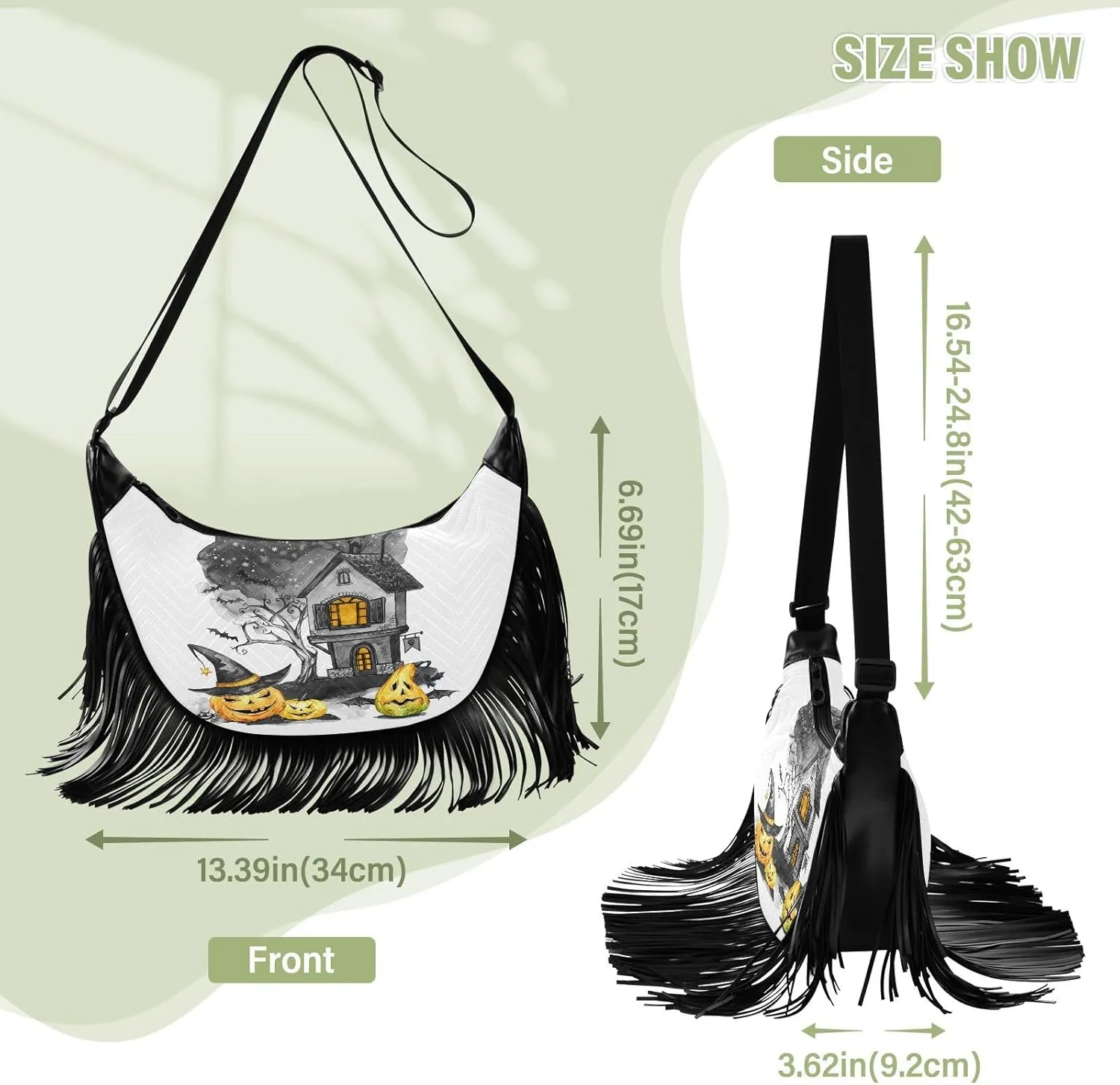 Women's PU Leather Chain Cross Body Bag, Shoulder Handbag Purse with Tassel for Ladies