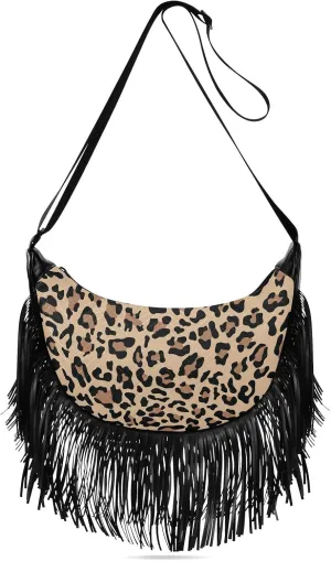 Women's PU Leather Chain Cross Body Bag, Shoulder Handbag Purse with Tassel for Ladies
