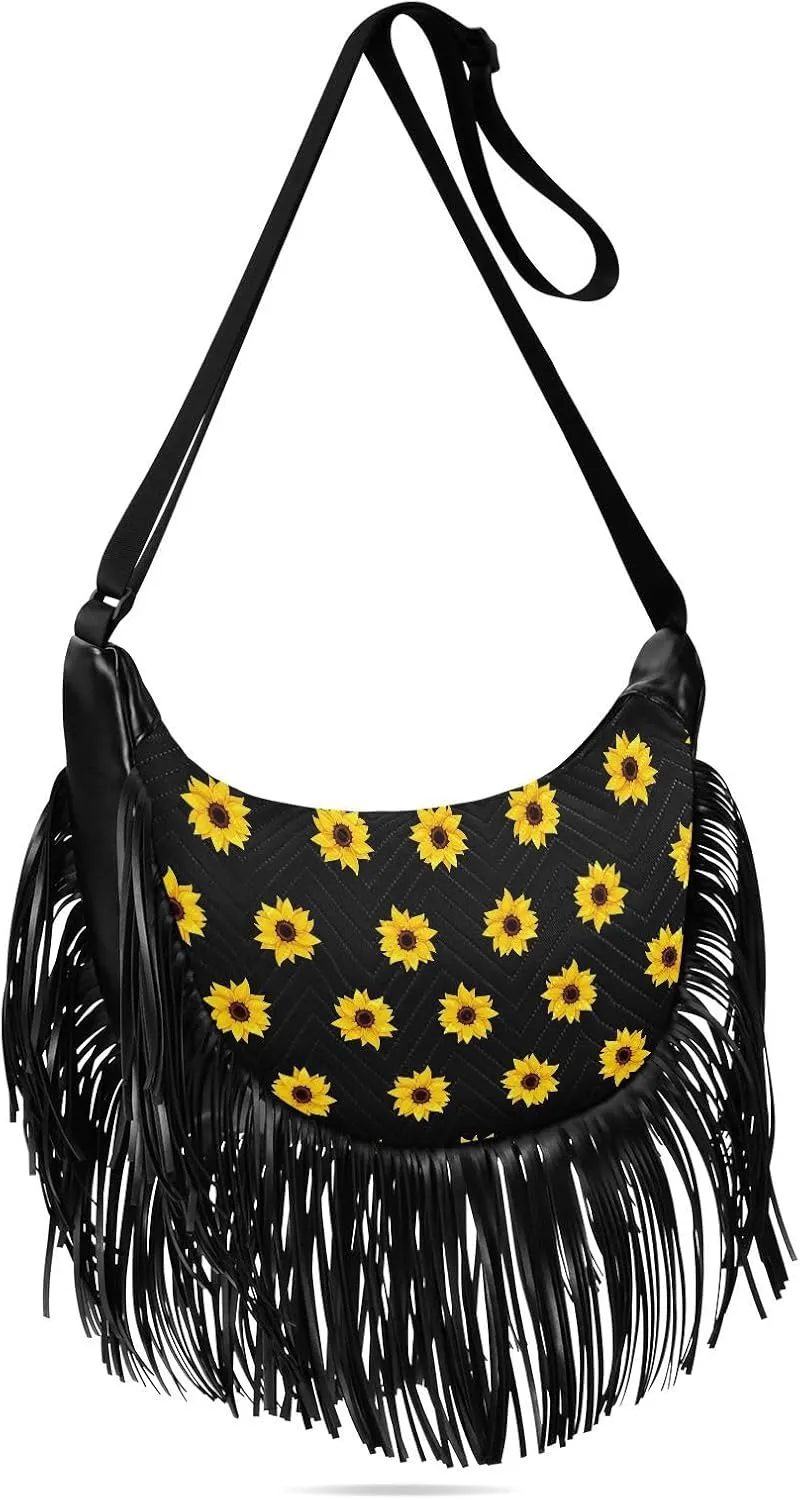 Women's PU Leather Chain Cross Body Bag, Shoulder Handbag Purse with Tassel for Ladies