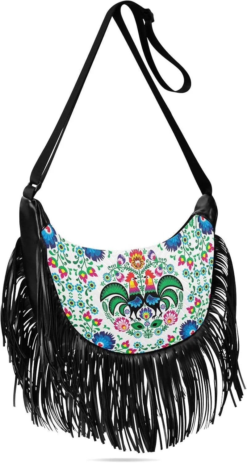 Women's PU Leather Chain Cross Body Bag, Shoulder Handbag Purse with Tassel for Ladies