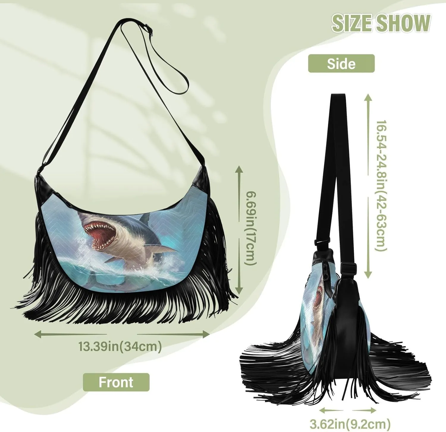 Women's PU Leather Chain Cross Body Bag, Shoulder Handbag Purse with Tassel for Ladies