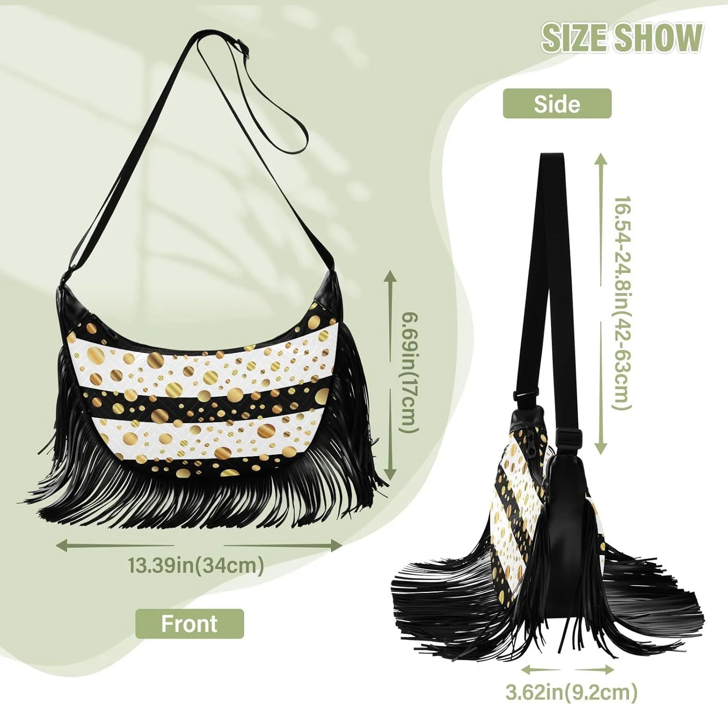 Women's PU Leather Chain Cross Body Bag, Shoulder Handbag Purse with Tassel for Ladies