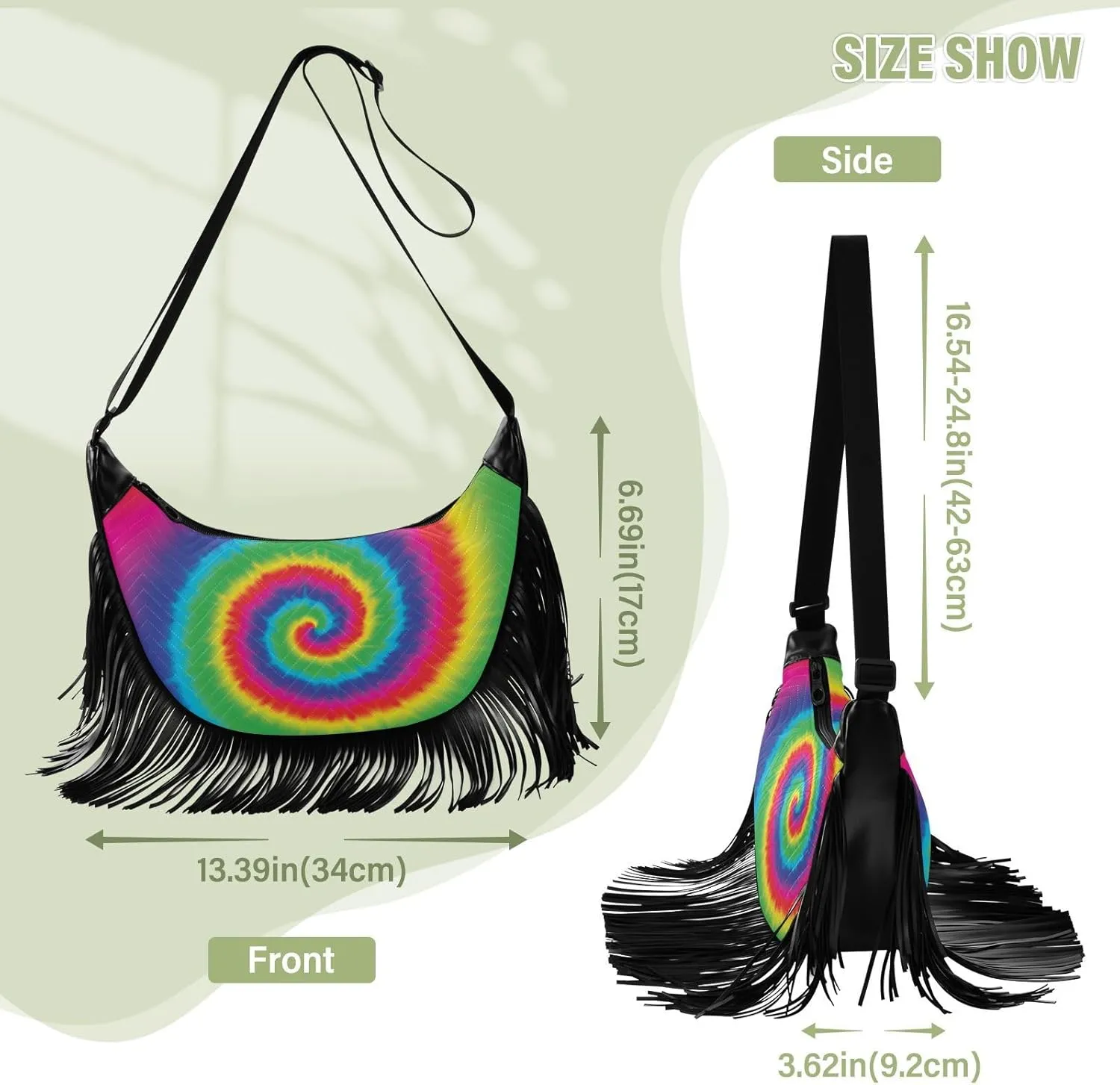 Women's PU Leather Chain Cross Body Bag, Shoulder Handbag Purse with Tassel for Ladies