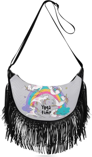 Women's PU Leather Chain Cross Body Bag, Shoulder Handbag Purse with Tassel for Ladies