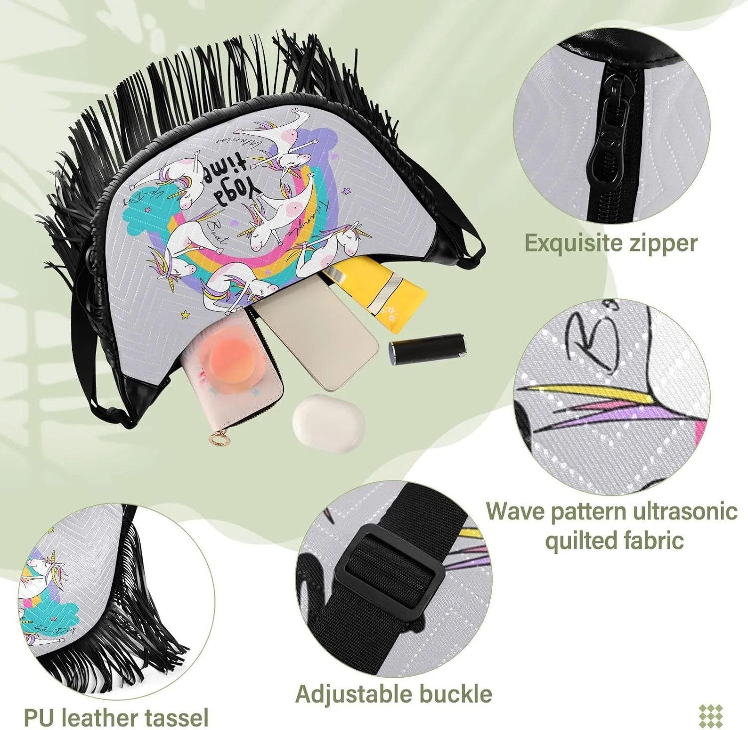 Women's PU Leather Chain Cross Body Bag, Shoulder Handbag Purse with Tassel for Ladies