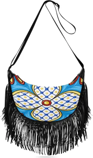 Women's PU Leather Chain Cross Body Bag, Shoulder Handbag Purse with Tassel for Ladies