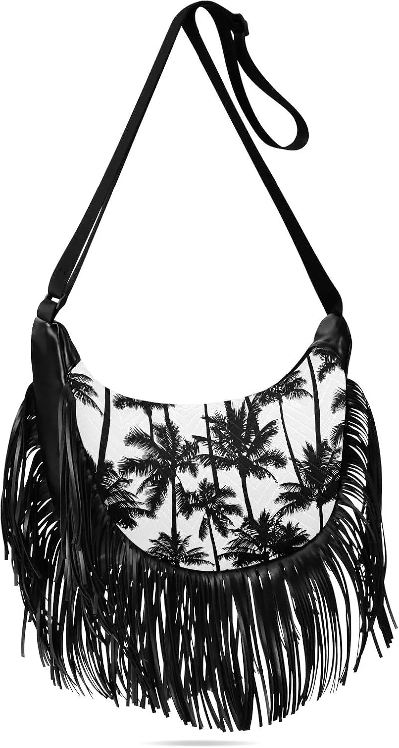 Women's PU Leather Chain Cross Body Bag, Shoulder Handbag Purse with Tassel for Ladies