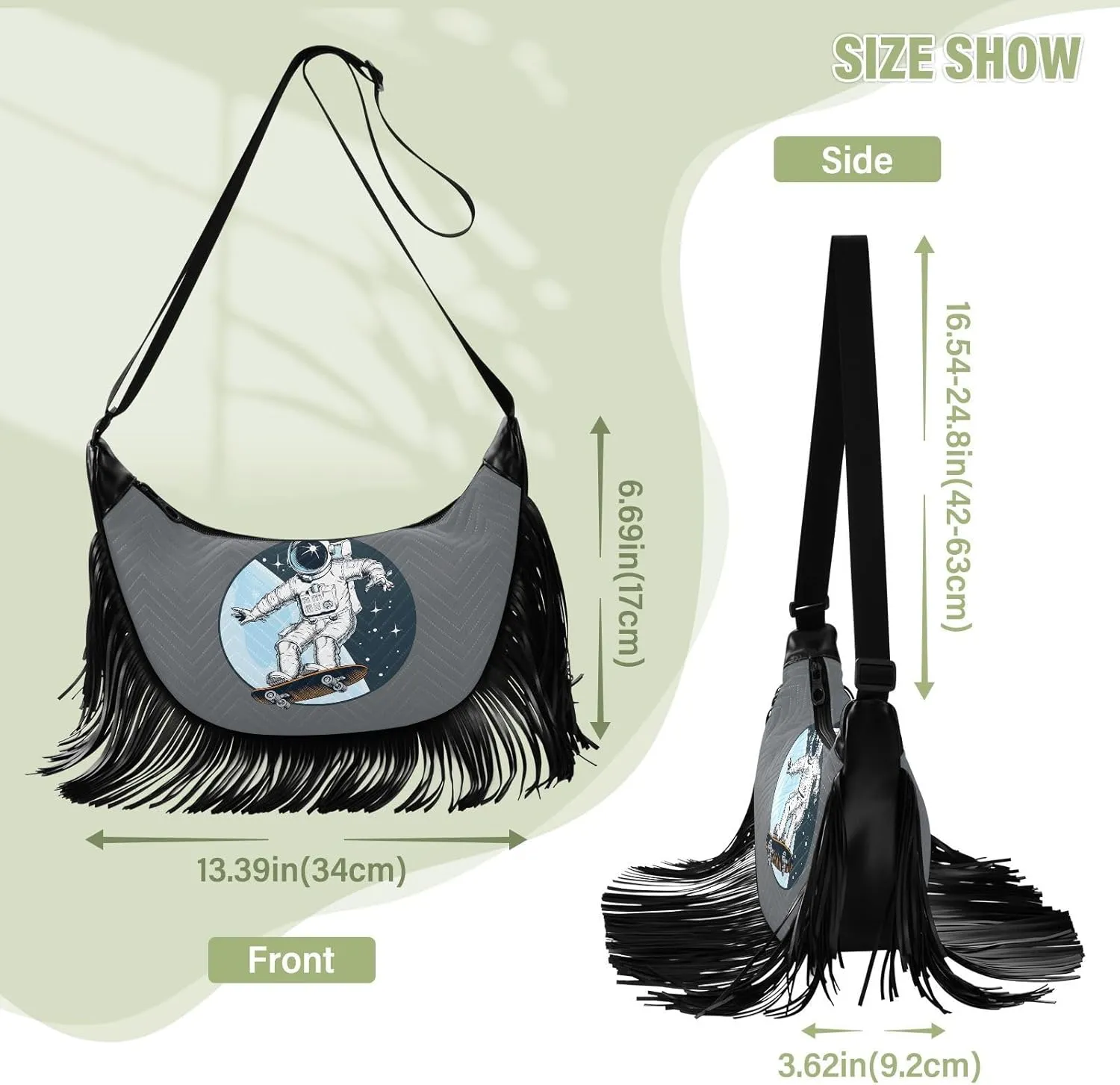 Women's PU Leather Chain Cross Body Bag, Shoulder Handbag Purse with Tassel for Ladies