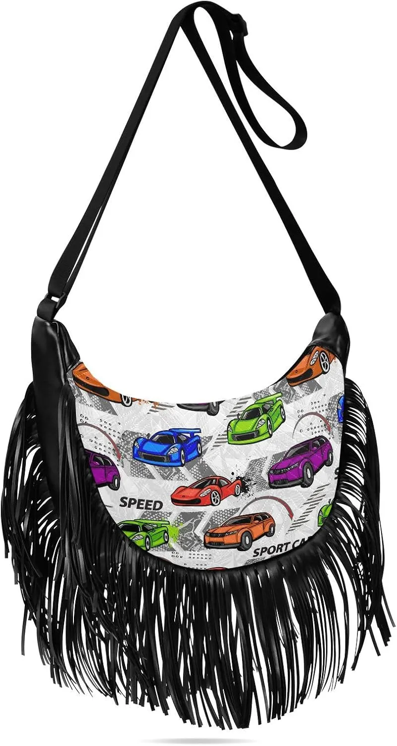 Women's PU Leather Chain Cross Body Bag, Shoulder Handbag Purse with Tassel for Ladies