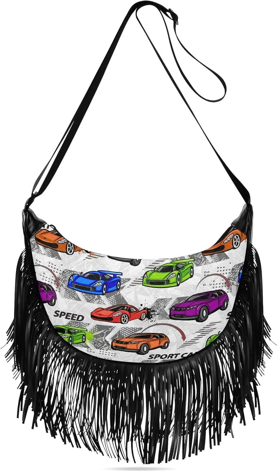Women's PU Leather Chain Cross Body Bag, Shoulder Handbag Purse with Tassel for Ladies