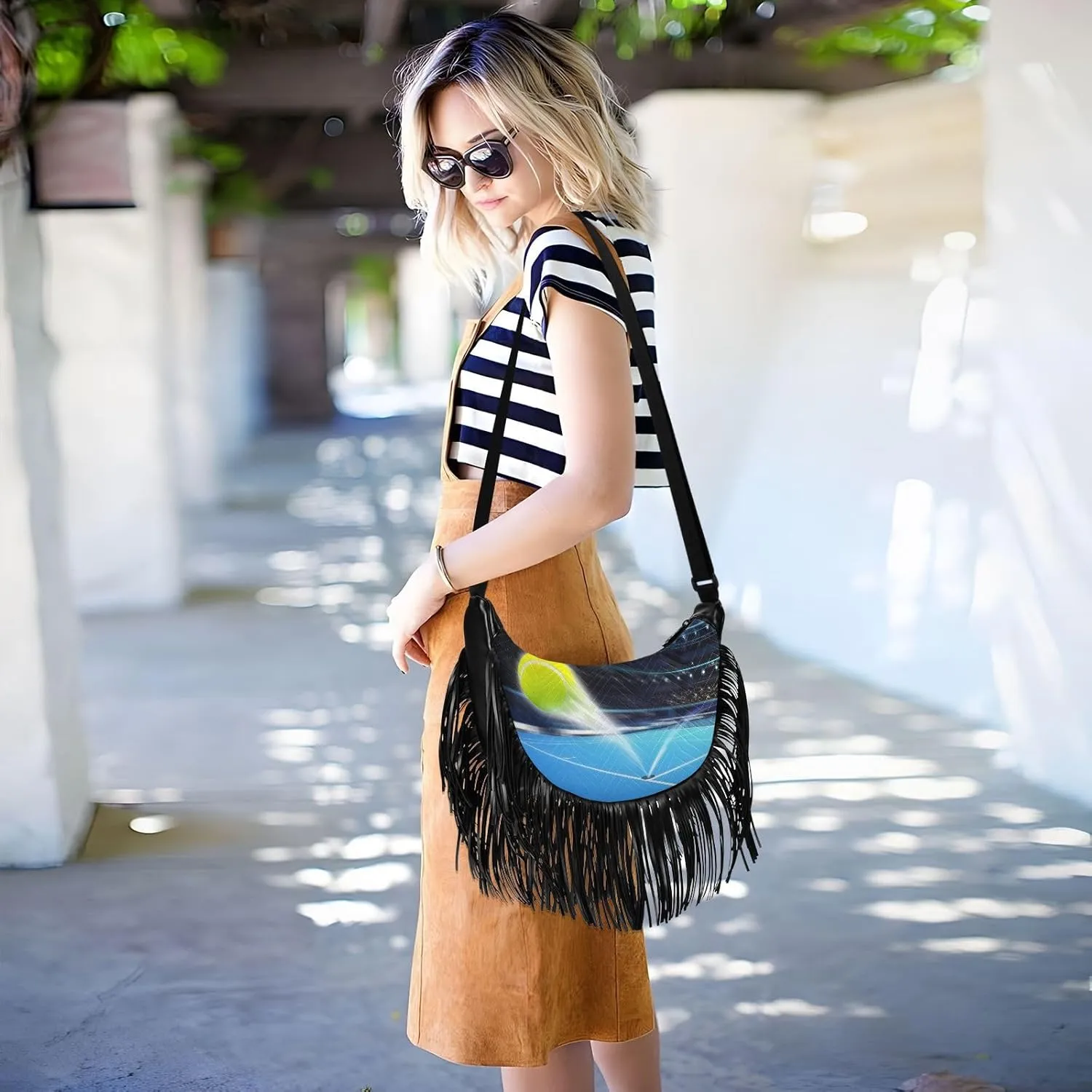 Women's PU Leather Chain Cross Body Bag, Shoulder Handbag Purse with Tassel for Ladies