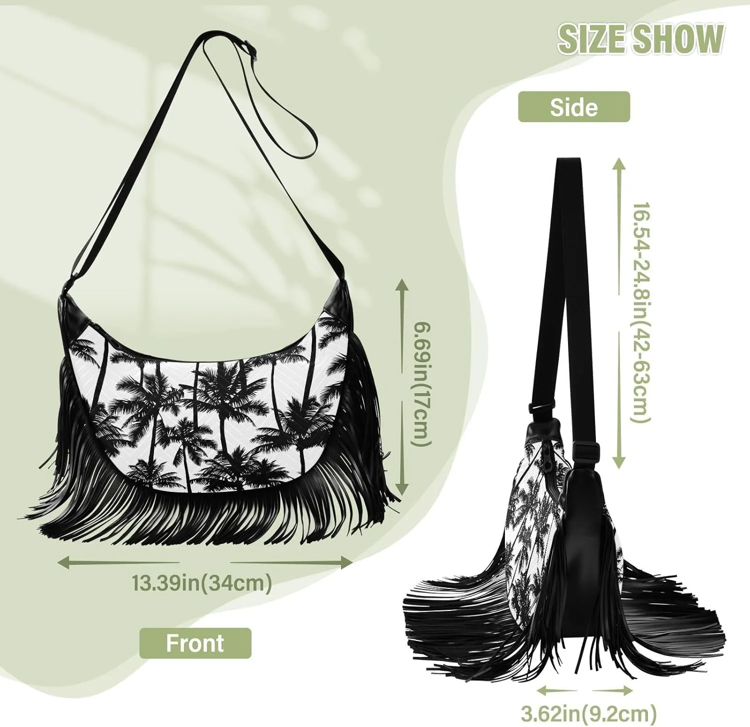 Women's PU Leather Chain Cross Body Bag, Shoulder Handbag Purse with Tassel for Ladies