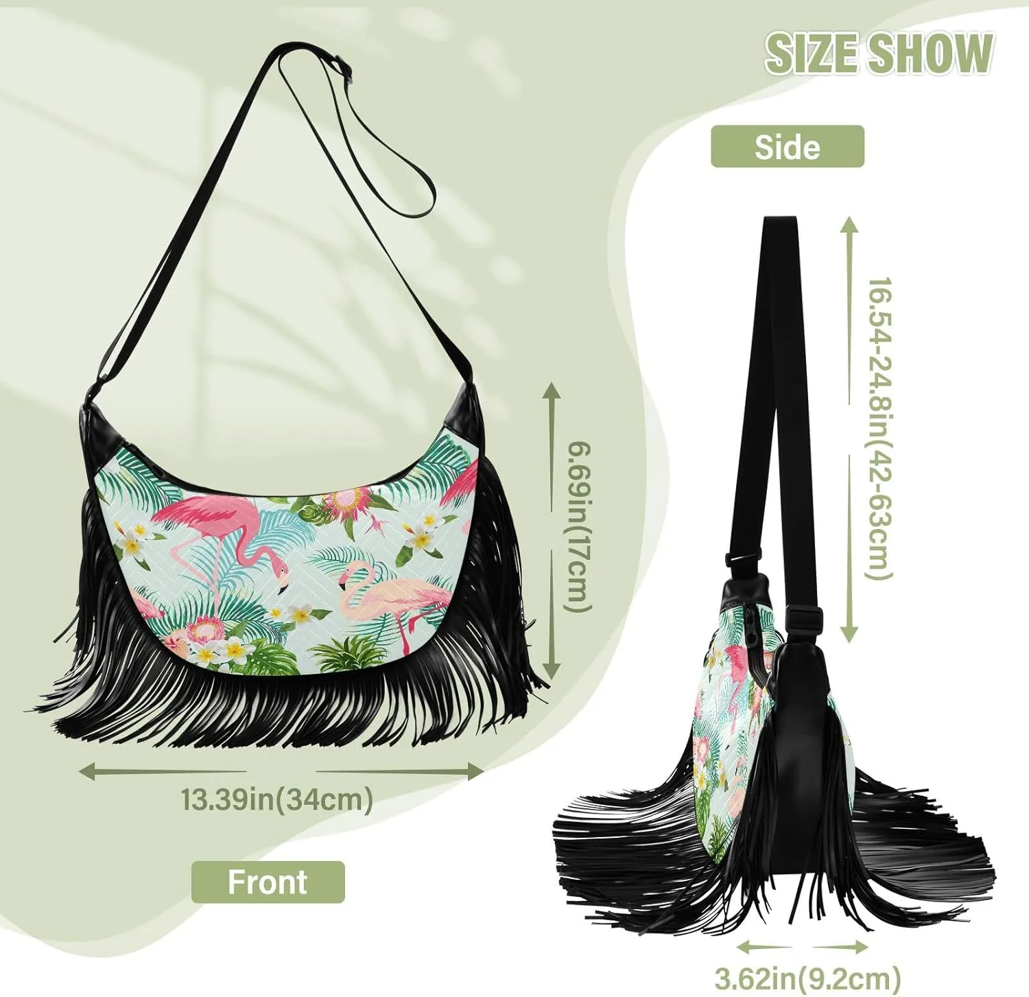 Women's PU Leather Chain Cross Body Bag, Shoulder Handbag Purse with Tassel for Ladies