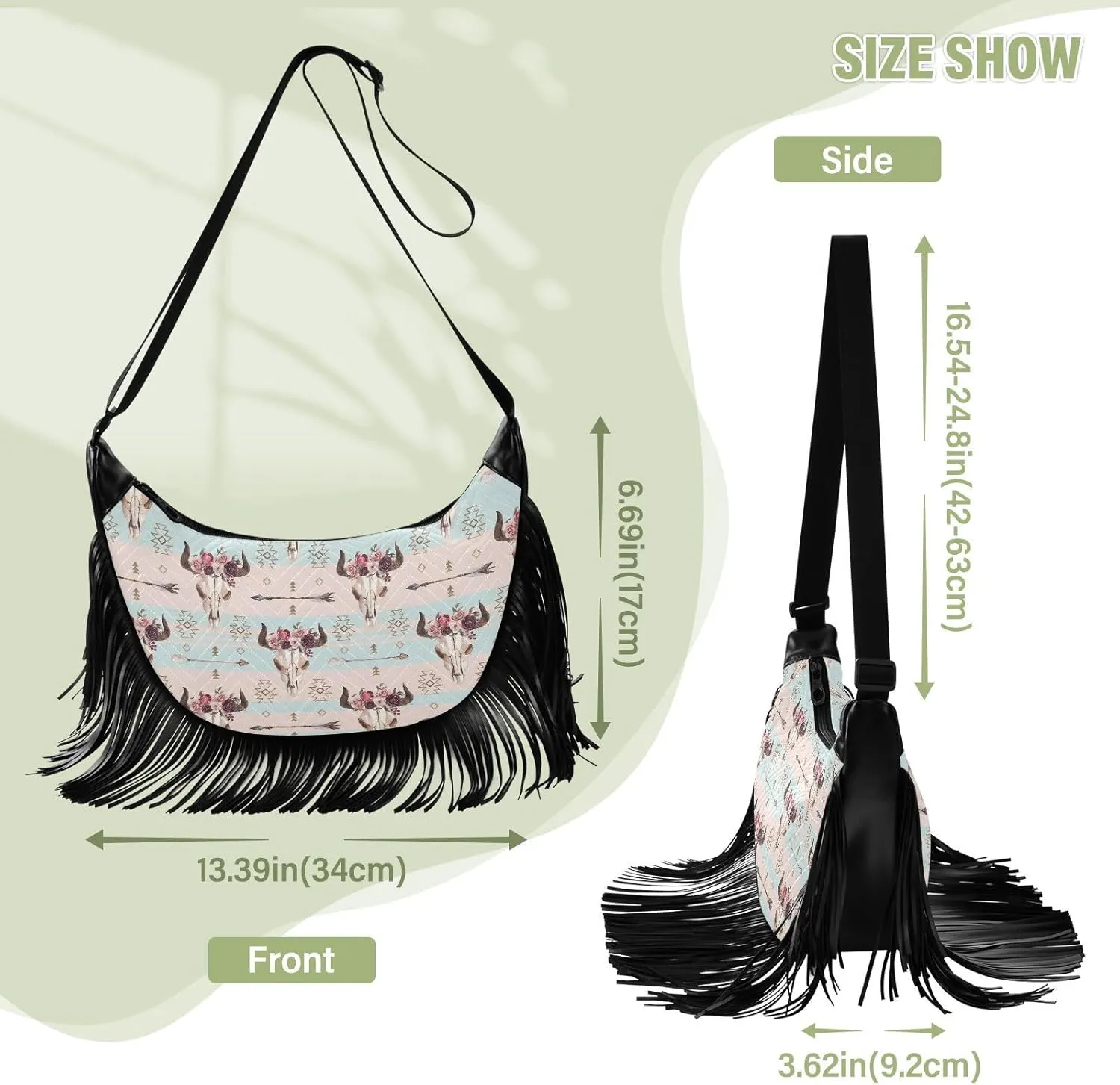Women's PU Leather Chain Cross Body Bag, Shoulder Handbag Purse with Tassel for Ladies