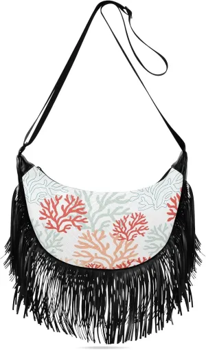 Women's PU Leather Chain Cross Body Bag, Shoulder Handbag Purse with Tassel for Ladies