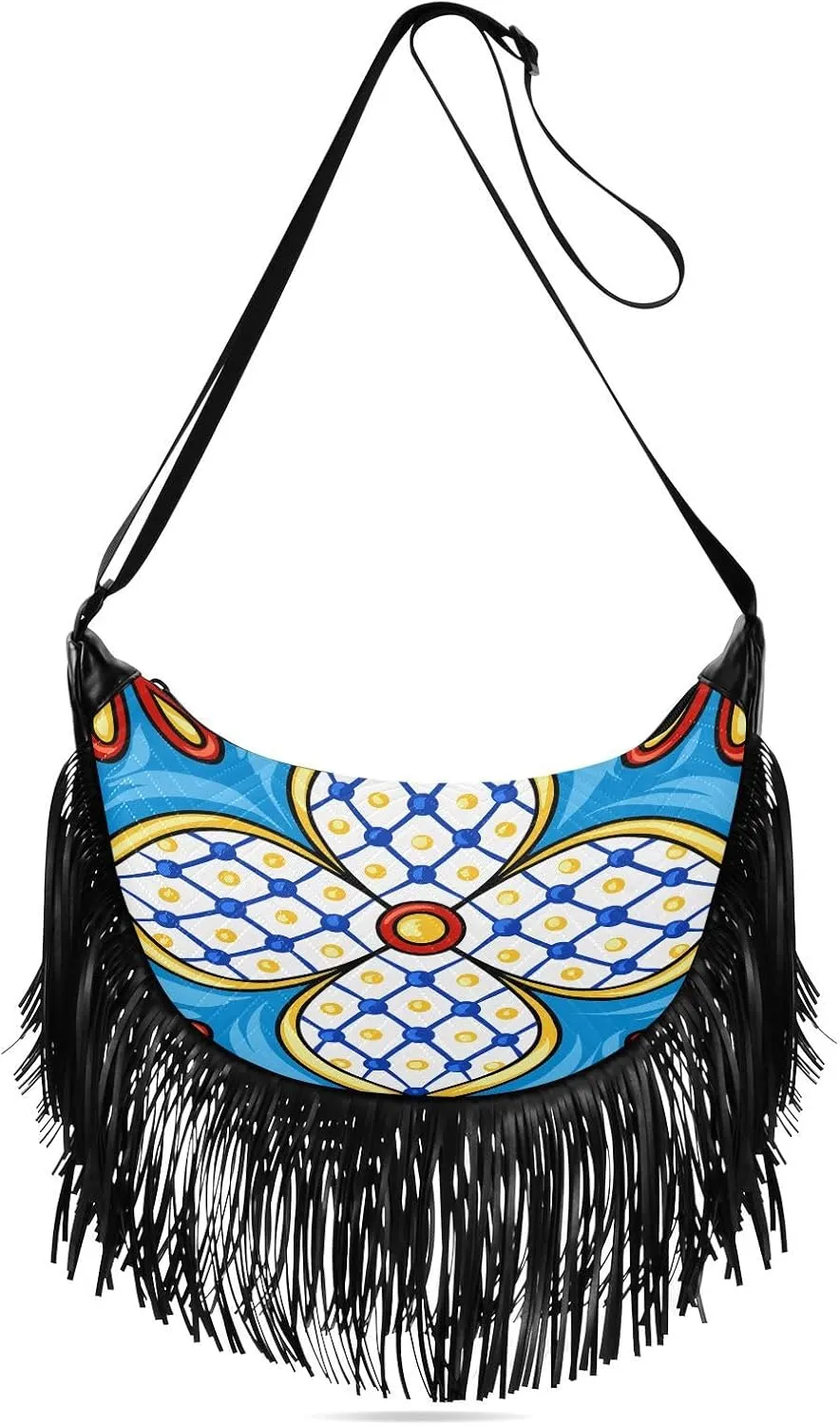 Women's PU Leather Chain Cross Body Bag, Shoulder Handbag Purse with Tassel for Ladies