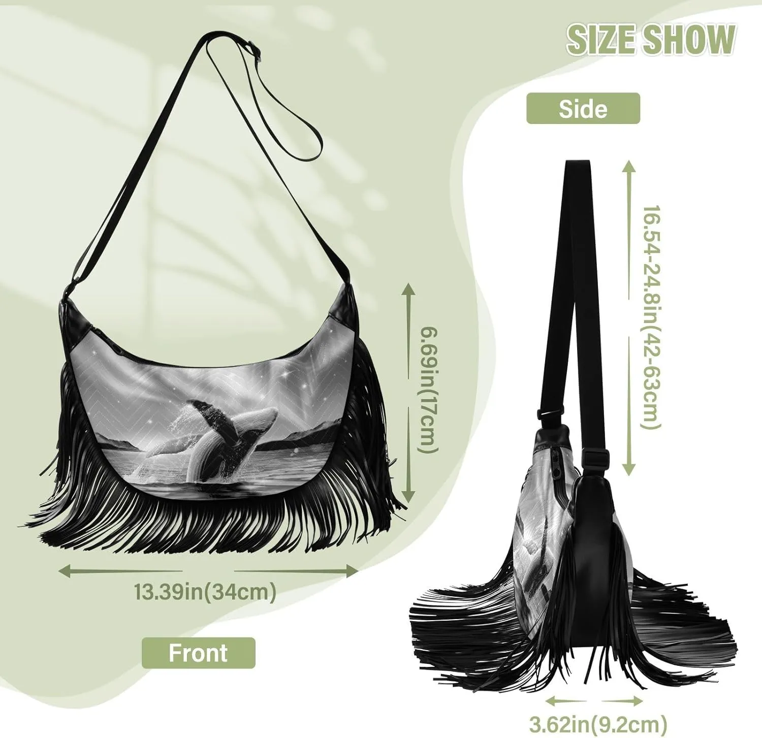 Women's PU Leather Chain Cross Body Bag, Shoulder Handbag Purse with Tassel for Ladies