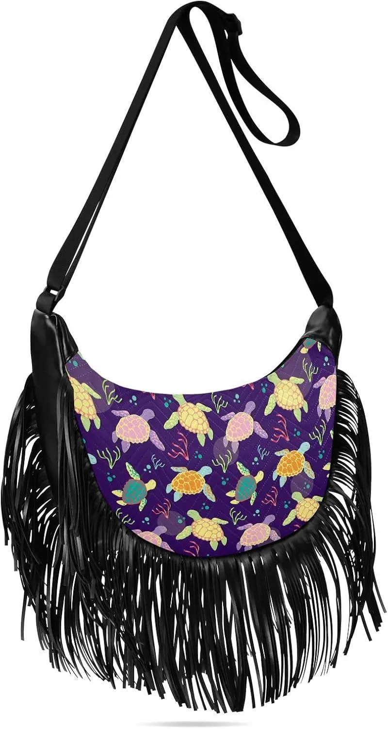 Women's PU Leather Chain Cross Body Bag, Shoulder Handbag Purse with Tassel for Ladies