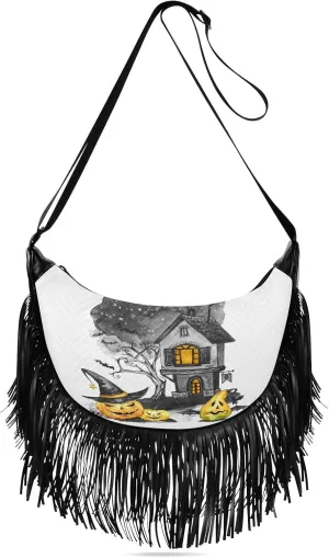 Women's PU Leather Chain Cross Body Bag, Shoulder Handbag Purse with Tassel for Ladies