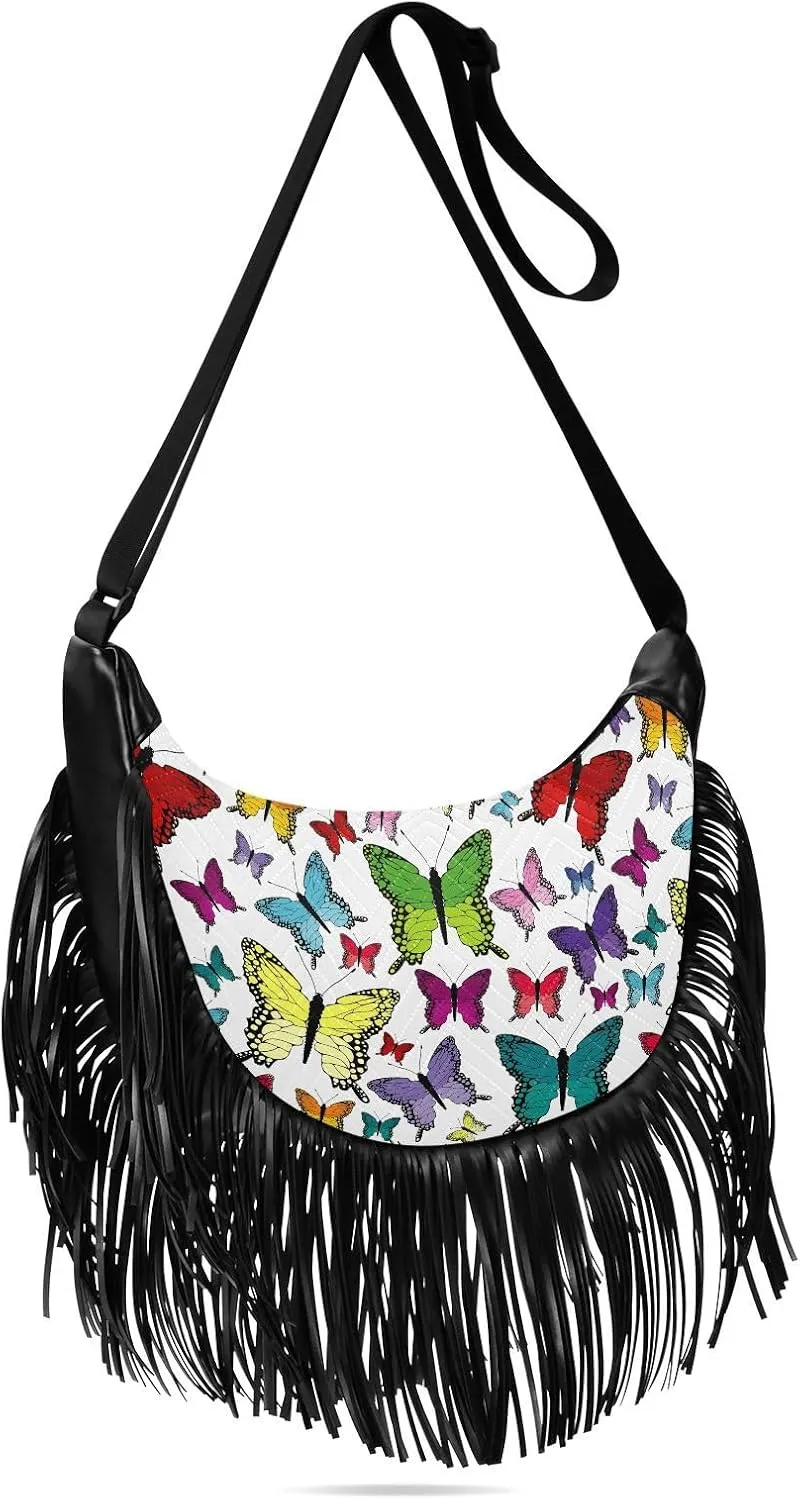 Women's PU Leather Chain Cross Body Bag, Shoulder Handbag Purse with Tassel for Ladies