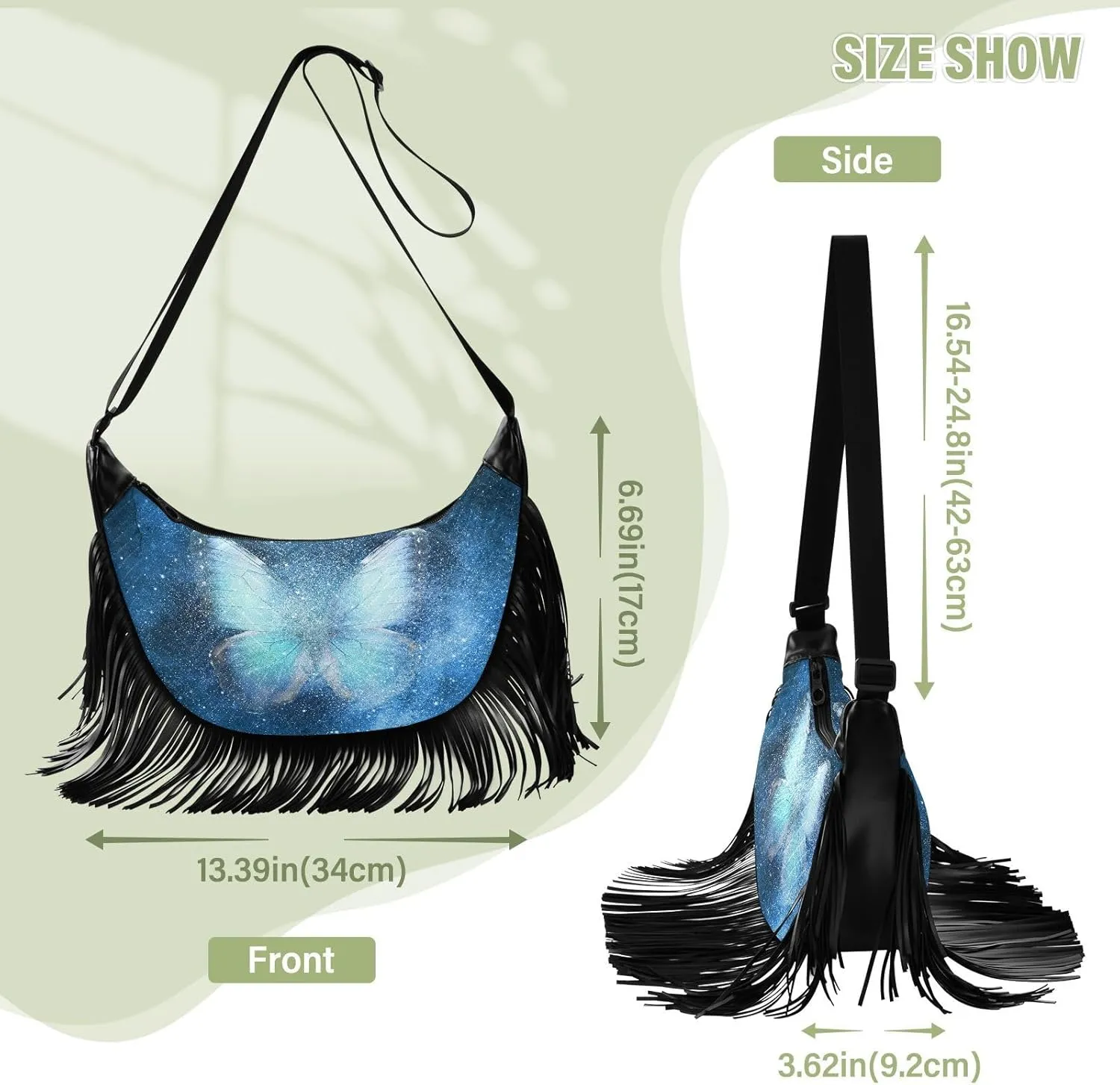 Women's PU Leather Chain Cross Body Bag, Shoulder Handbag Purse with Tassel for Ladies
