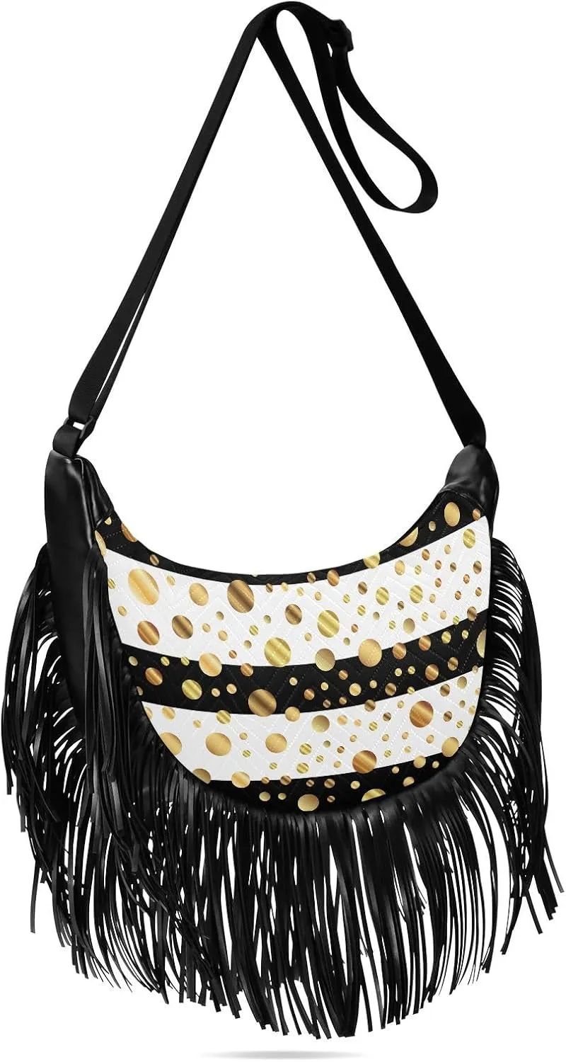 Women's PU Leather Chain Cross Body Bag, Shoulder Handbag Purse with Tassel for Ladies