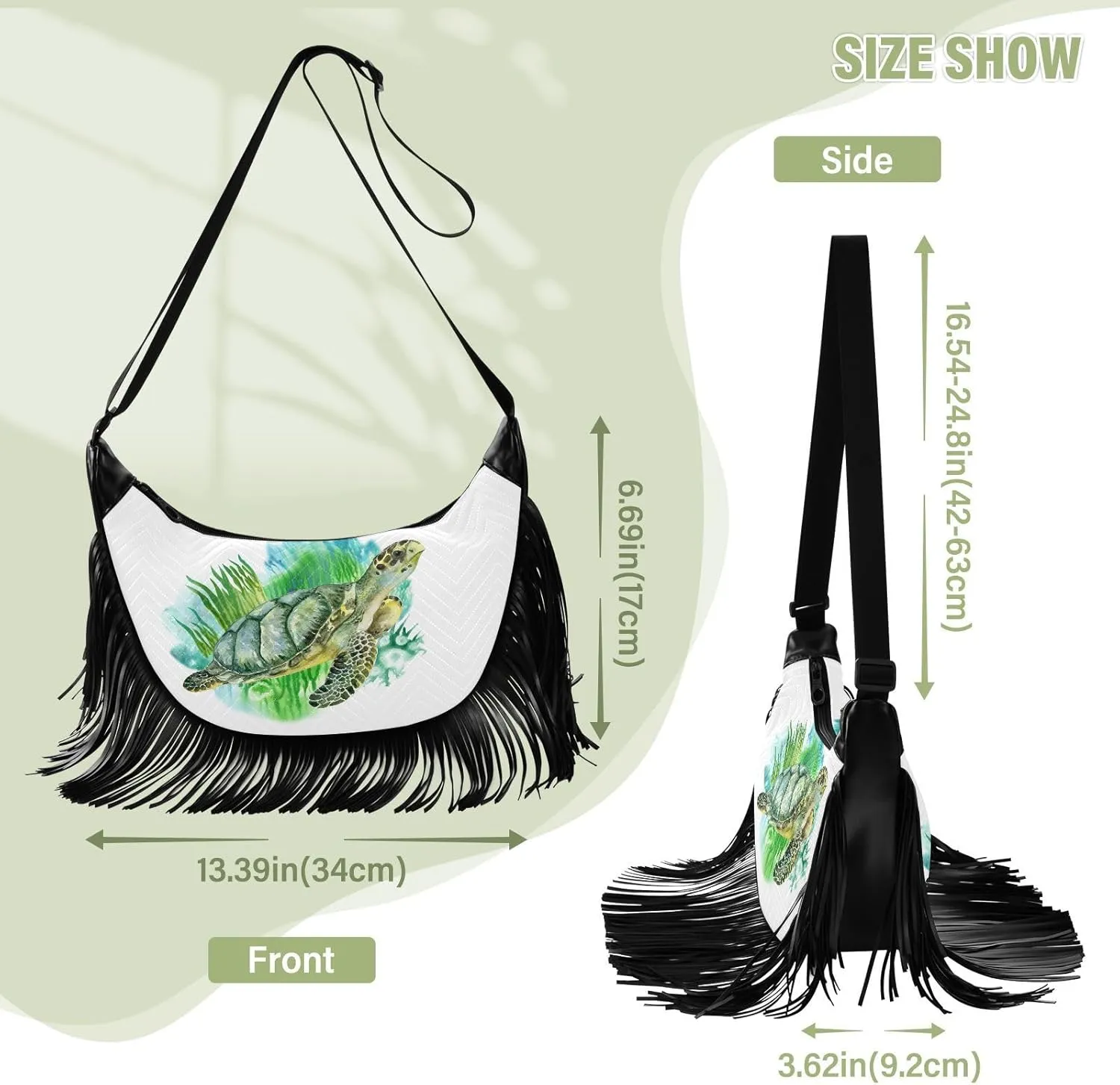Women's PU Leather Chain Cross Body Bag, Shoulder Handbag Purse with Tassel for Ladies