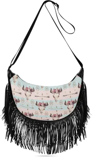 Women's PU Leather Chain Cross Body Bag, Shoulder Handbag Purse with Tassel for Ladies