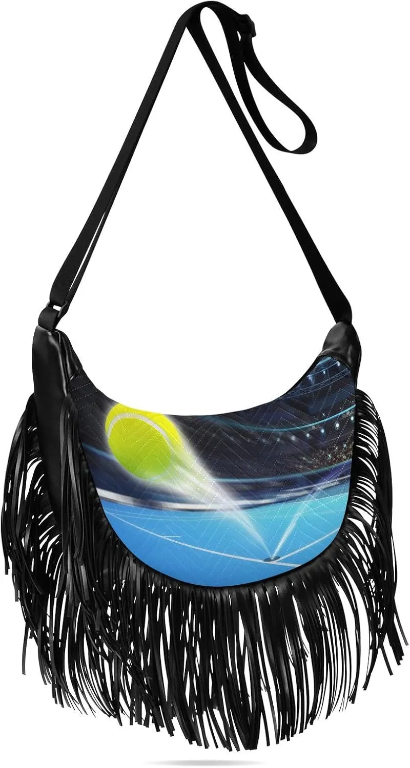 Women's PU Leather Chain Cross Body Bag, Shoulder Handbag Purse with Tassel for Ladies