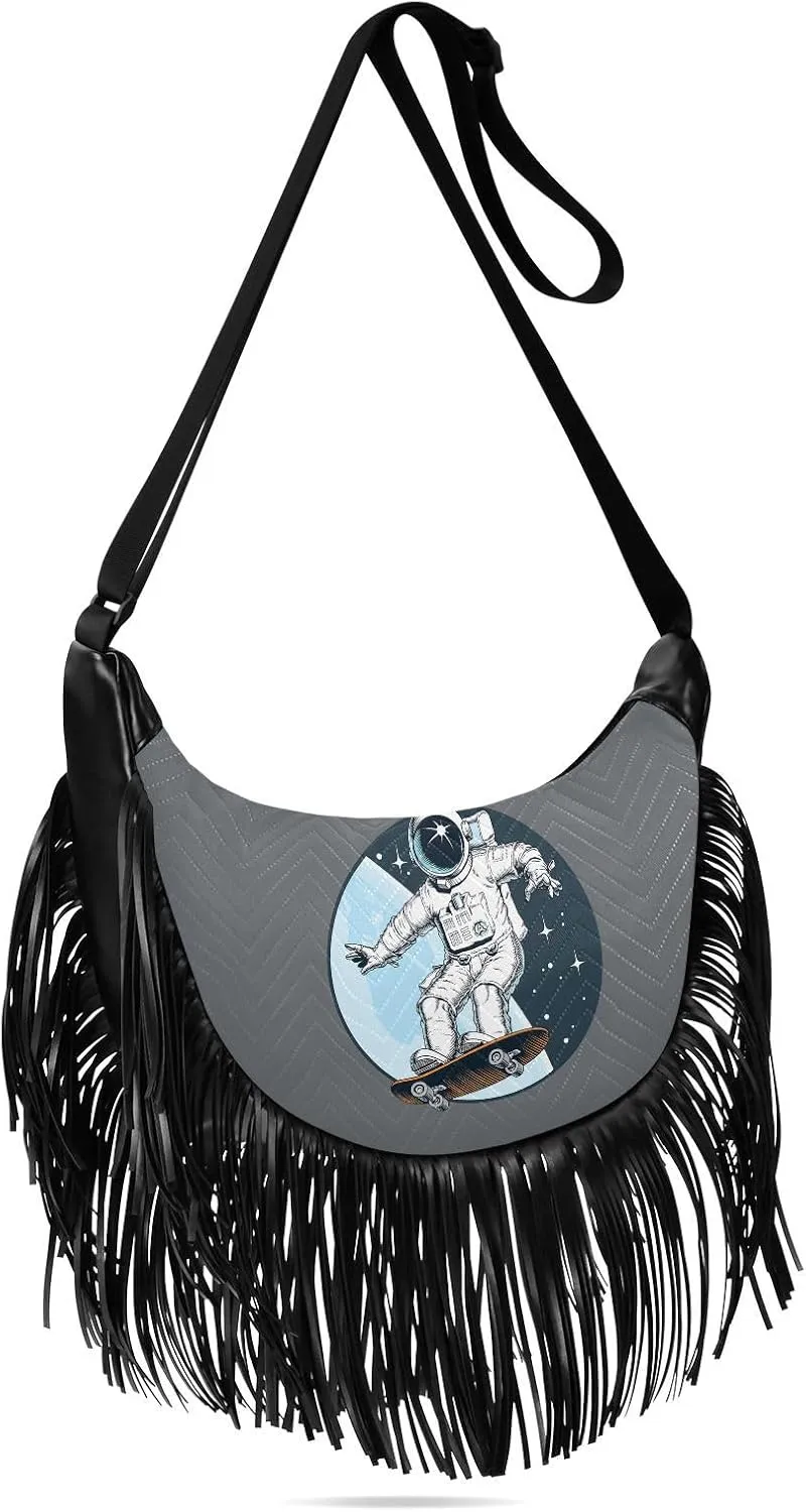 Women's PU Leather Chain Cross Body Bag, Shoulder Handbag Purse with Tassel for Ladies