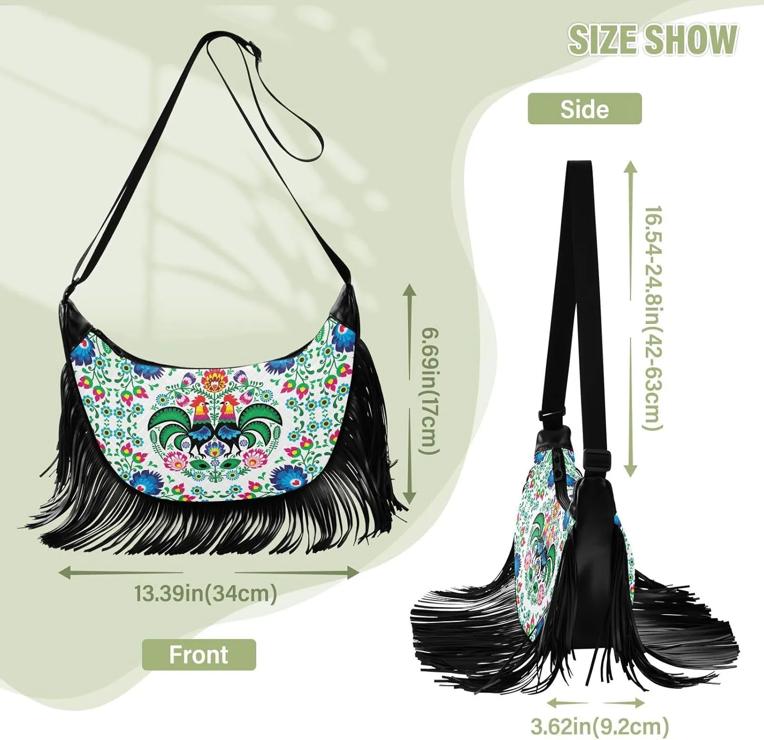 Women's PU Leather Chain Cross Body Bag, Shoulder Handbag Purse with Tassel for Ladies