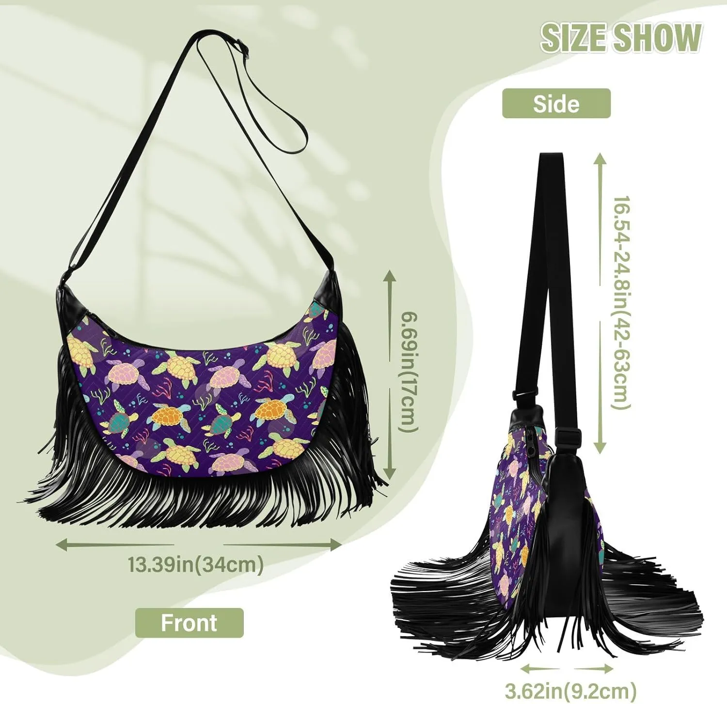 Women's PU Leather Chain Cross Body Bag, Shoulder Handbag Purse with Tassel for Ladies
