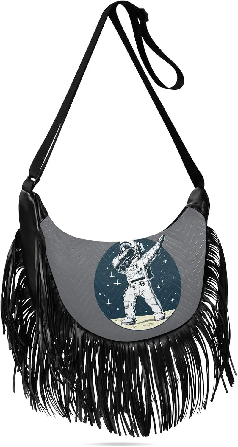 Women's PU Leather Chain Cross Body Bag, Shoulder Handbag Purse with Tassel for Ladies