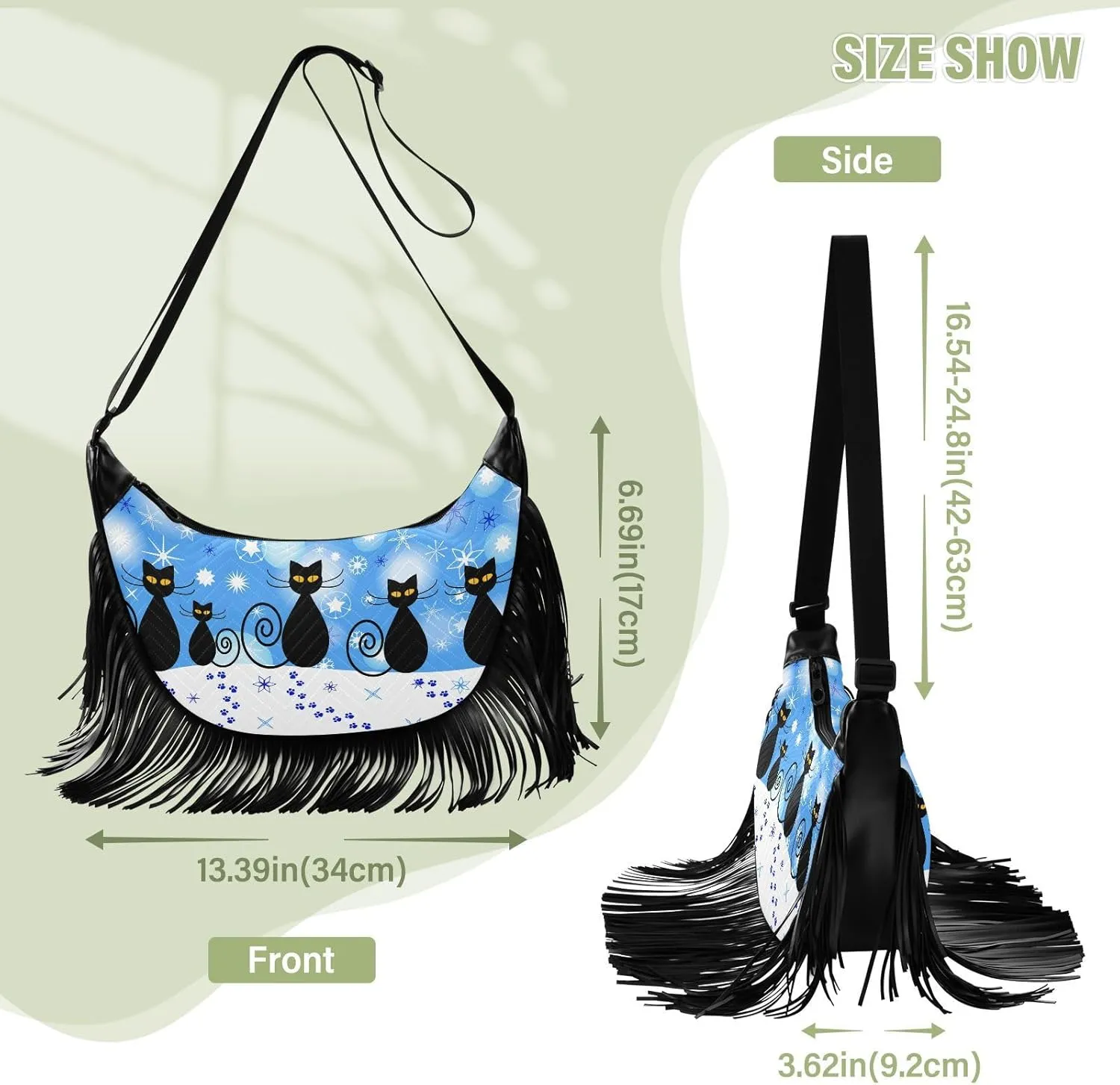 Women's PU Leather Chain Cross Body Bag, Shoulder Handbag Purse with Tassel for Ladies