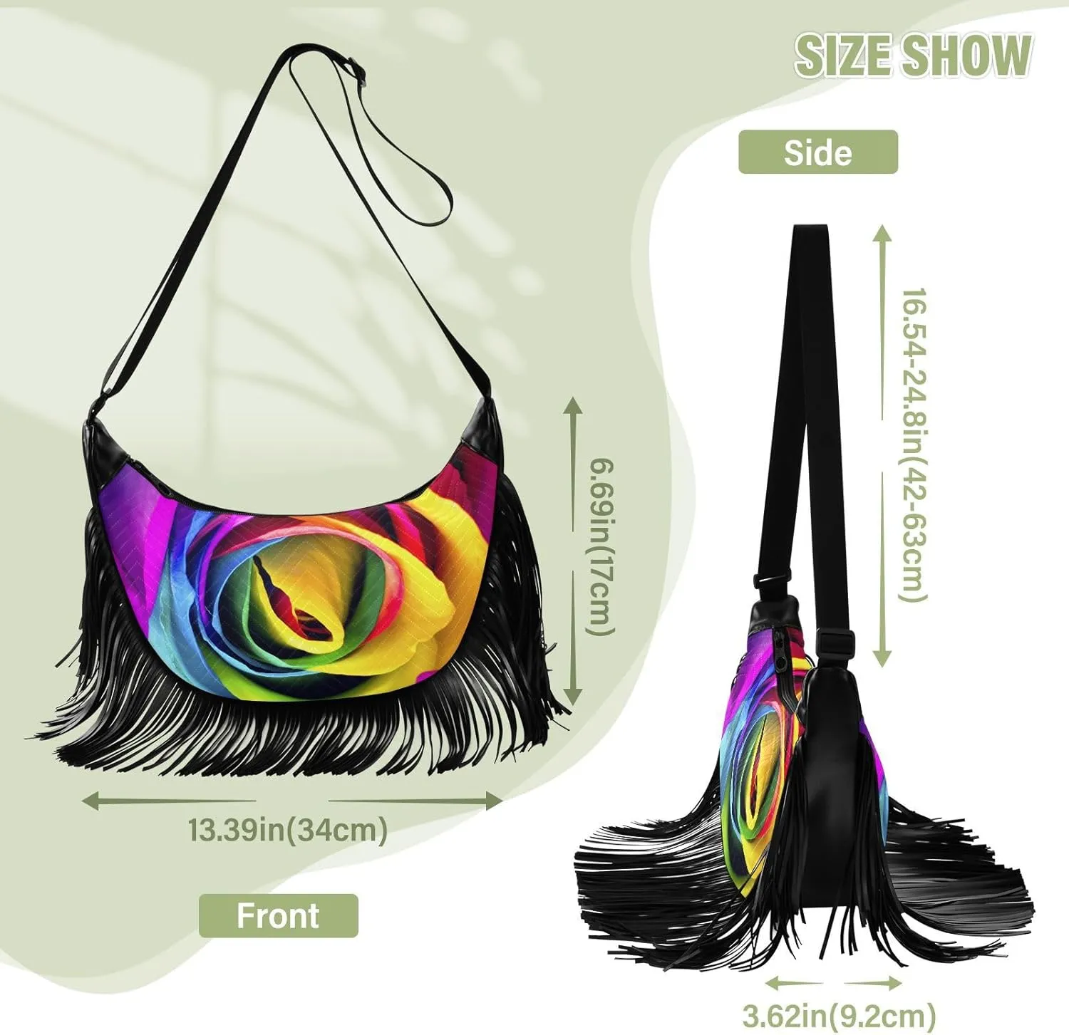 Women's PU Leather Chain Cross Body Bag, Shoulder Handbag Purse with Tassel for Ladies