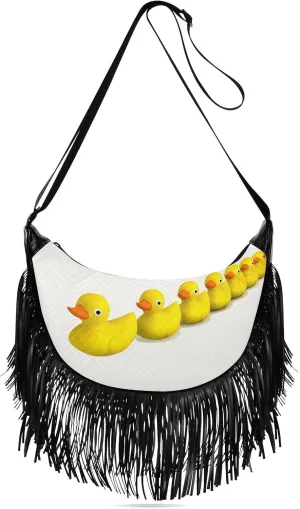 Women's PU Leather Chain Cross Body Bag, Shoulder Handbag Purse with Tassel for Ladies