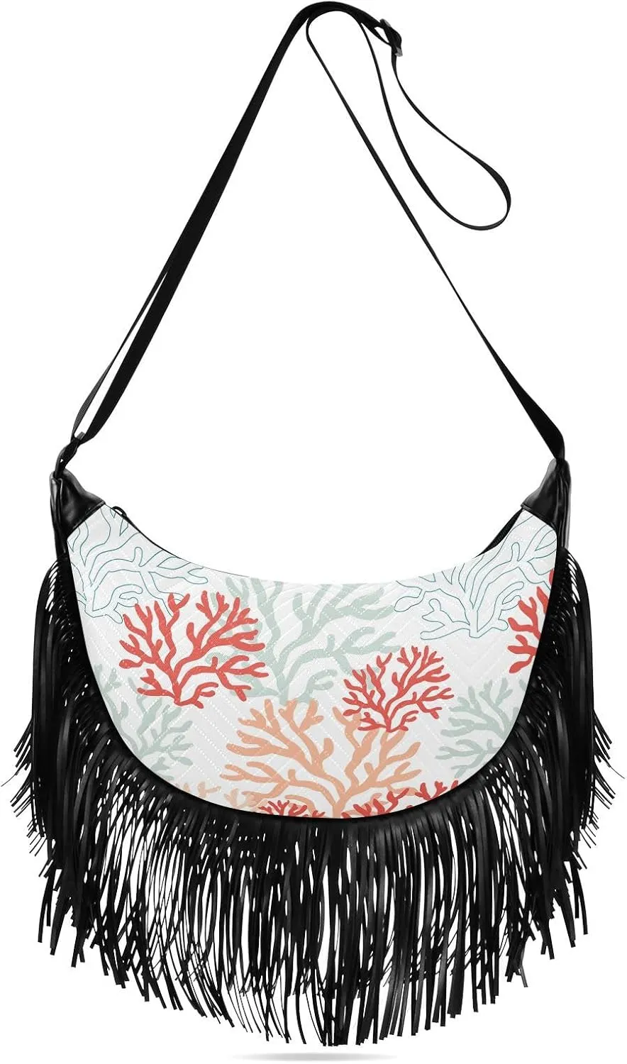 Women's PU Leather Chain Cross Body Bag, Shoulder Handbag Purse with Tassel for Ladies