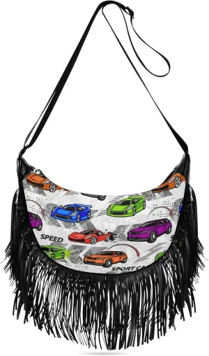Women's PU Leather Chain Cross Body Bag, Shoulder Handbag Purse with Tassel for Ladies