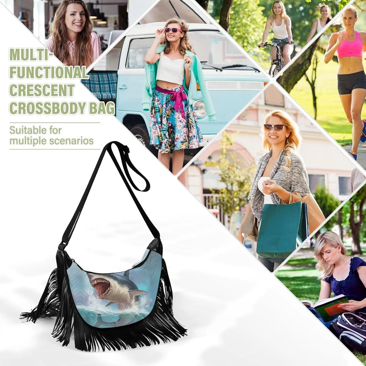 Women's PU Leather Chain Cross Body Bag, Shoulder Handbag Purse with Tassel for Ladies
