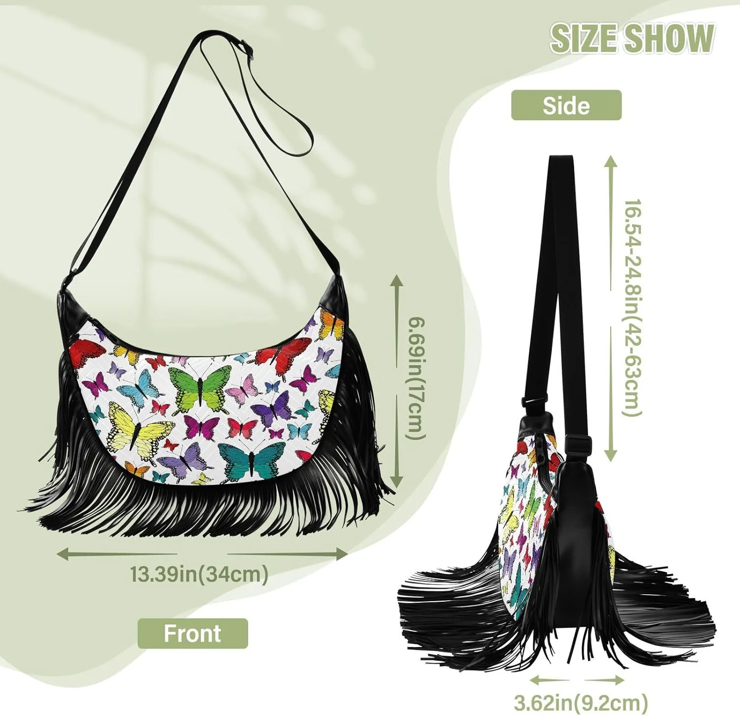 Women's PU Leather Chain Cross Body Bag, Shoulder Handbag Purse with Tassel for Ladies