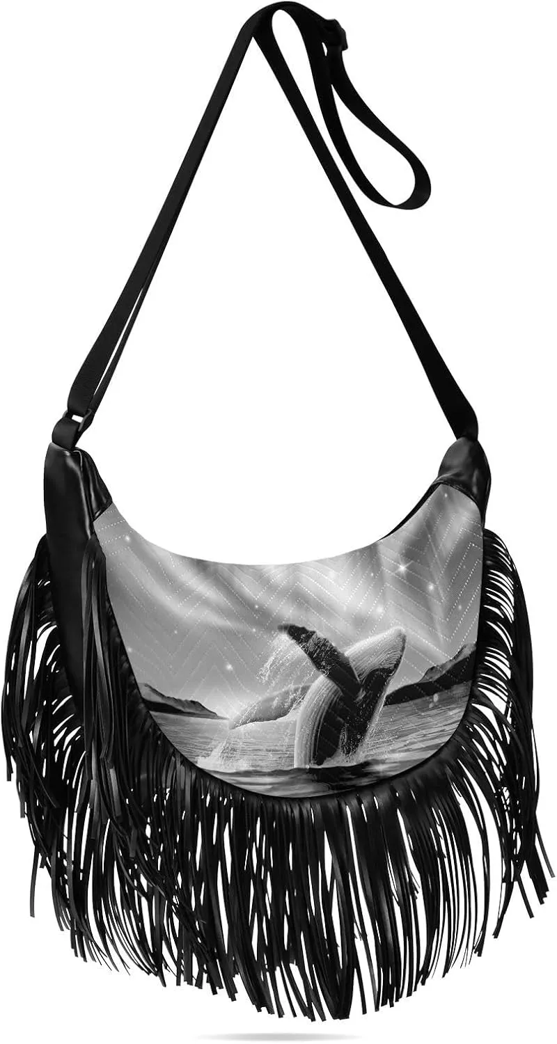 Women's PU Leather Chain Cross Body Bag, Shoulder Handbag Purse with Tassel for Ladies