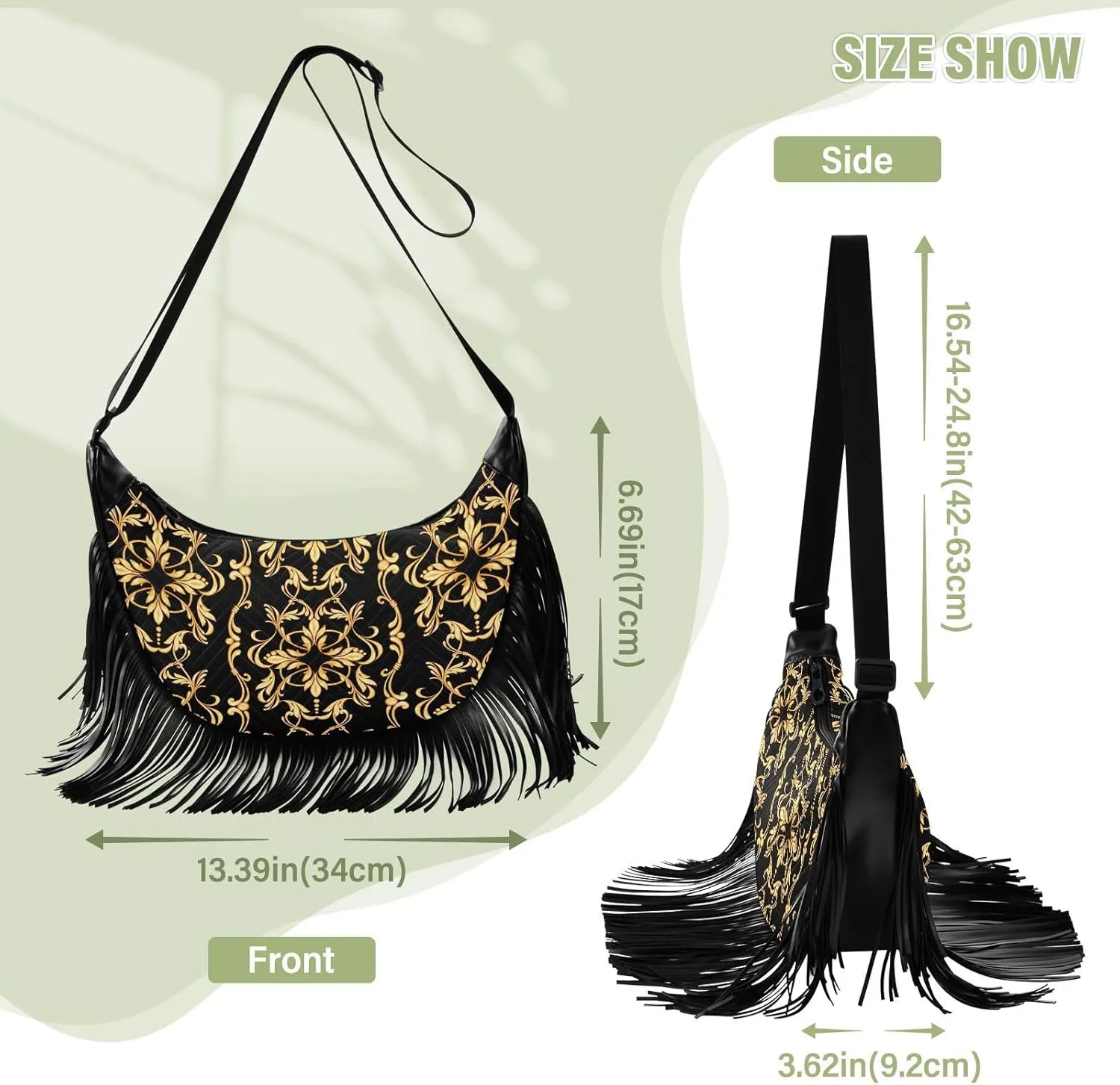 Women's PU Leather Chain Cross Body Bag, Shoulder Handbag Purse with Tassel for Ladies