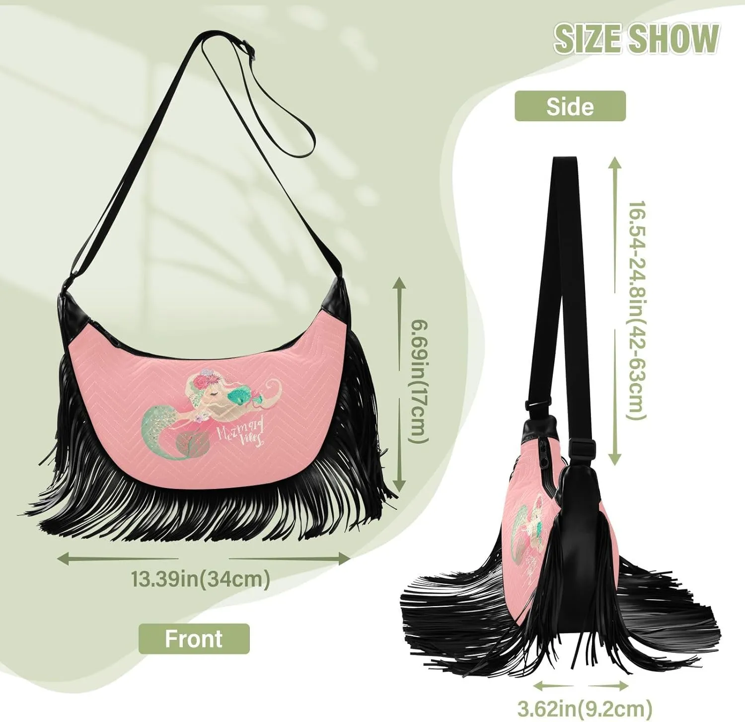 Women's PU Leather Chain Cross Body Bag, Shoulder Handbag Purse with Tassel for Ladies