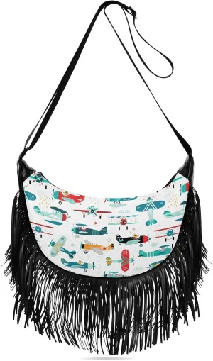 Women's PU Leather Chain Cross Body Bag, Shoulder Handbag Purse with Tassel for Ladies
