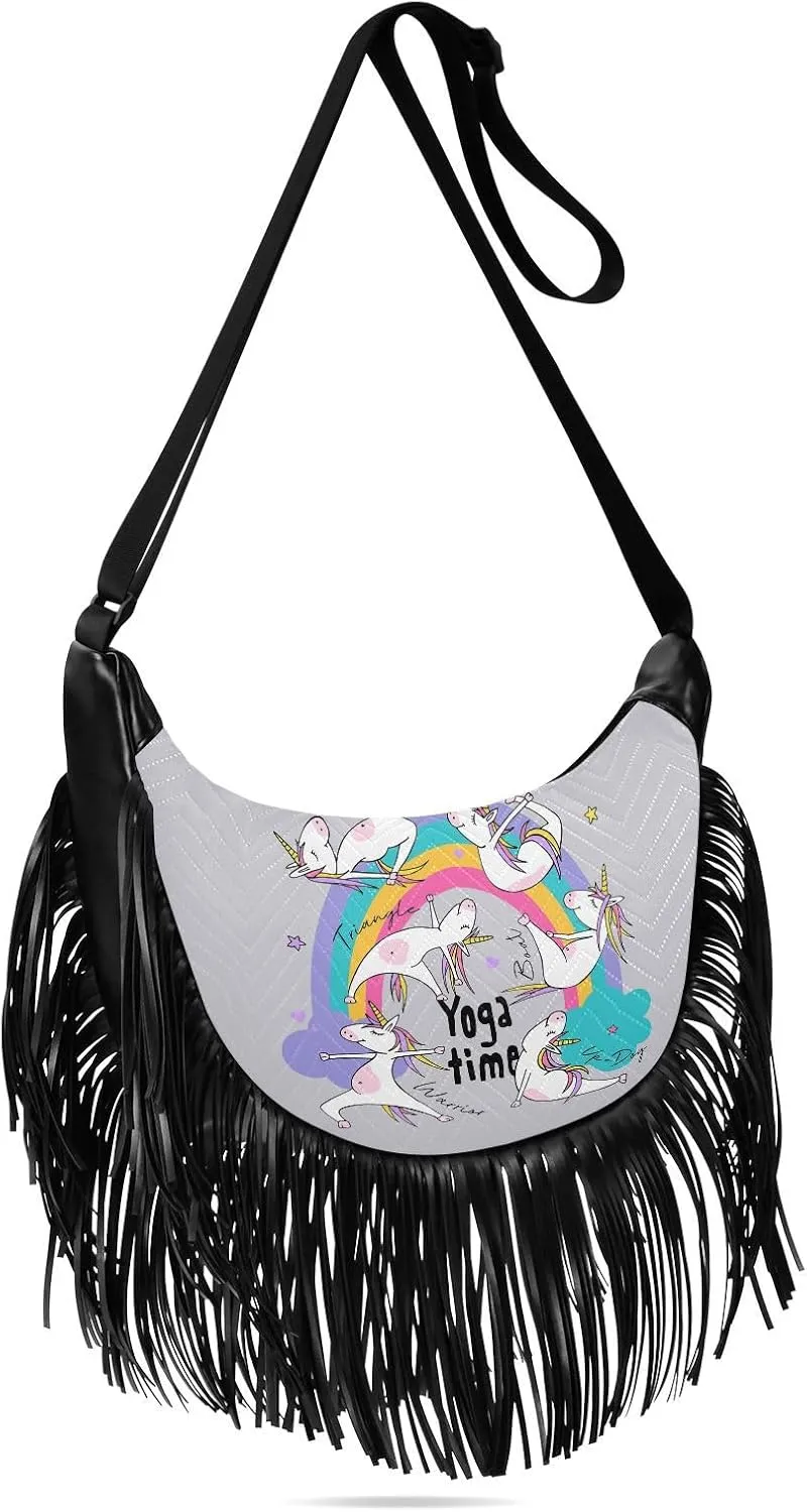 Women's PU Leather Chain Cross Body Bag, Shoulder Handbag Purse with Tassel for Ladies