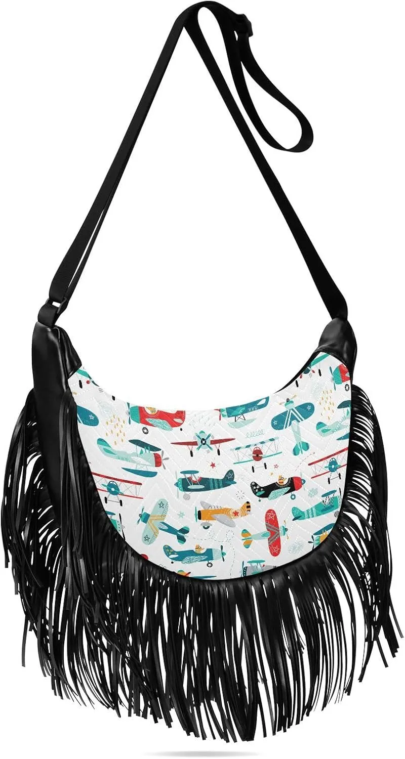 Women's PU Leather Chain Cross Body Bag, Shoulder Handbag Purse with Tassel for Ladies
