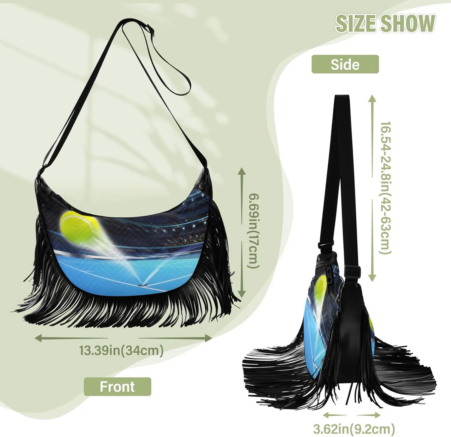 Women's PU Leather Chain Cross Body Bag, Shoulder Handbag Purse with Tassel for Ladies