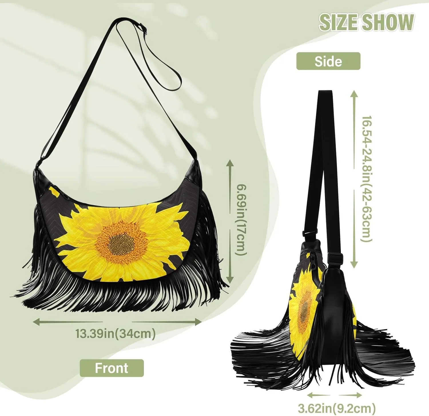 Women's PU Leather Chain Cross Body Bag, Shoulder Handbag Purse with Tassel for Ladies